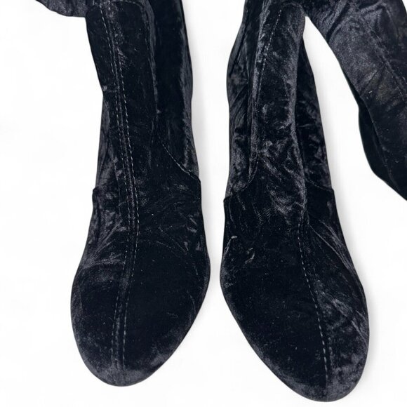 Stuart Weitzman Black Vidaland 100 Over the Knee Crushed Velvet Boots 7 NWOB - Picture 4 of 16